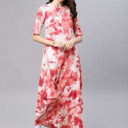 Vishudh Women Pink Abstract-Printed A-Line Kurta-image-85