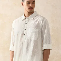 Moara Shirt Collar Pure Cotton Dobby Pathani Kurta-picture-9