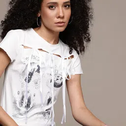 The Roadster Life Co. Graphic Printed Bow Detail Top-image-53
