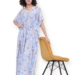 Noty Floral Printed Short Sleeves Maxi Nightdress-picture-18