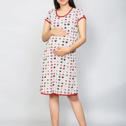 SillyBoom Women Grey & Red Printed Maternity Tunic-image-27
