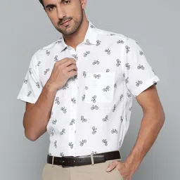 DENNISON Men White Conversational Printed Smart Slim Fit Casual Shirt-image-37