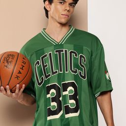 NBA Typography Printed Drop-Shoulder Sleeves Football T-Shirt-image-29