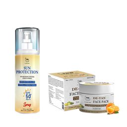 TNW the natural wash Set of De-Tan Face Pack - 50g & Sun Protection SPF50 Spray - 100ml-57