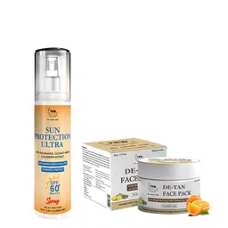 TNW the natural wash Set of De-Tan Face Pack 50g & Sun Protection Ultra SPF60 Spray 100ml-83