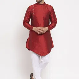 KLOTTHE Men Maroon Woven Design Straight Kurta-picture-29