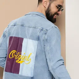 HERE&NOW Typography Printed Denim Truckers Jacket-picture-13