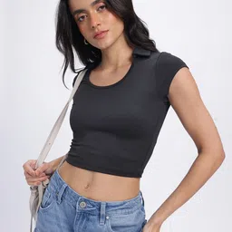 glitchez Curve Craft Fitted Crop Top-image-27
