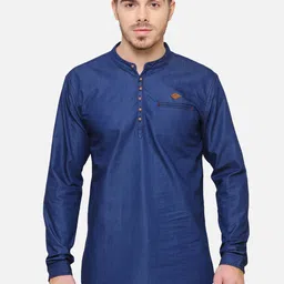 Kuons Avenue Men Blue Solid Straight Kurta-image-25