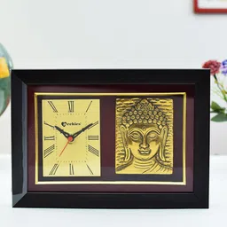 Archies Gold-Toned Rectangle 25.5 cm X 18 cm Printed Analogue Table Clock-40