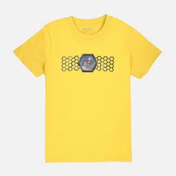 PROTEENS Boys Yellow & Blue Super Man Printed Slim Fit Round Neck T-shirt-image-10
