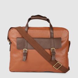 Hidesign Men Tan Brown Solid Leather Laptop Bag-16