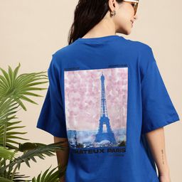 Mast & Harbour Pure Cotton Graphic Printed Drop-Shoulder Sleeves Relaxed Fit T-shirt-picture-1