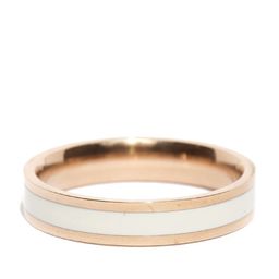 Yellow Chimes White & Rose Gold-Plated Enamel Stainless Steel Band Ring-image-76
