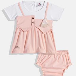 BABYMAX Infants Colourblocked Pure Cotton Fit & Flare Dress-image-75