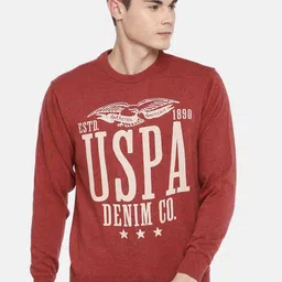U.S. Polo Assn. Denim Co. Men Rust Red Printed Pullover Sweater-image-5
