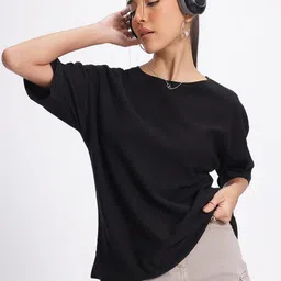 glitchez Timeless Textures Drop-Shoulder Sleeves Relaxed T-shirt-image-91