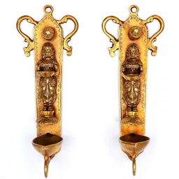 Exotic India Gold-Toned Deeplakshmi Wall Hanging-picture-24
