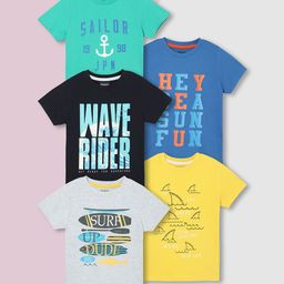 max Boys Pack of 5 Graphic Printed T-shirt-image-89