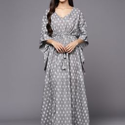 Libas Floral Printed V-Neck Kaftan Nightdress-picture-27