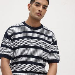 The Roadster Life Co. Men Striped Pure Cotton Drop-Shoulder T-shirt-picture-42
