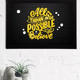 eCraftIndia Black & Yellow All Things Are Possible Wall Art-image-19