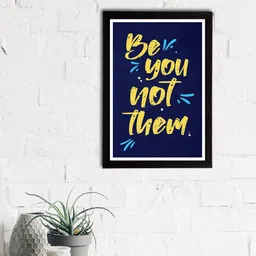 eCraftIndia Blue & Yellow Motivational Quote Satin Matt Textured UV Art Painting-image-49