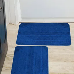 Saral Home Set Of 2 Blue Solid Anti-Skid Bath Rugs-43