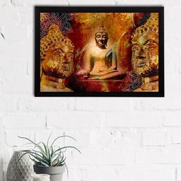 eCraftIndia Brown & White Meditating Lord Buddha Satin Matt Texture UV Wall Art-image-63