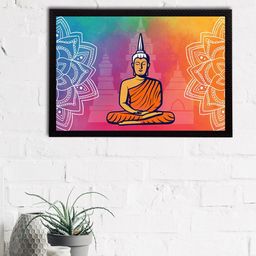 eCraftIndia Orange & Pink Lord Buddha Satin Matt Textured UV Wall Art-image-65