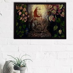 eCraftIndia Multicoloured Meditating Lord Buddha Satin Matt Texture UV Wall Art-image-81