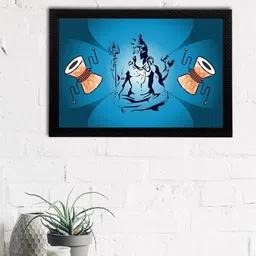 eCraftIndia Blue & Black Lord Shiva Printed Satin Matt Textured UV Wall Art-image-64