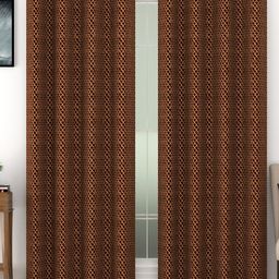 SWAYAM Set Of 2 Brown Black Out Long Door Curtain-29
