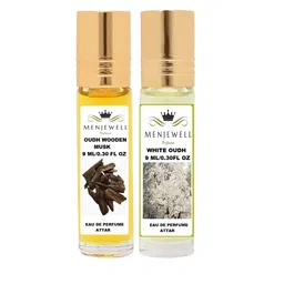 Menjewell Oudh Wooden & White Oudh Attar Perfume Each 9ml-54