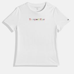 Tommy Hilfiger Girls Brand Logo Embroidered Pure Cotton T-shirt-image-54