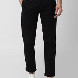 Peter England Casuals Men Black & Grey Slim Fit Printed Regular Trousers-image-71