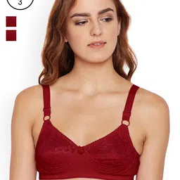 Bodycare Pack of 3 Maroon Self Design Non-Wired Non Padded Everyday Bra E5583MHMHMH-image-82