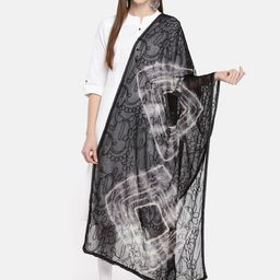 Dupatta Bazaar Black & White Embroidered Dupatta-image-23