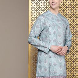 House of Pataudi Ethnic Motifs Printed Jashn Kurta-picture-15