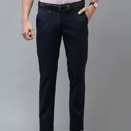 Van Heusen Men Blue Checked Slim Fit Trousers-image-92