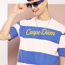 Harvard Colourblocked Drop-Shoulder Sleeves Pure Cotton T-shirt-image-38