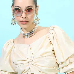 Vishudh Sweetheart Neck Puff Sleeve Crop Top-image-37