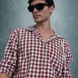 The Roadster Life Co. Men Pure Cotton Checked Hooded Relaxed Fit Shirt-image-70