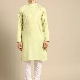 Anouk Men Green Solid Kurta with Churidar-image-38