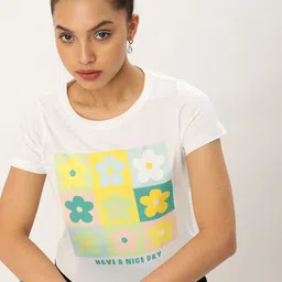 Kook N Keech Women Floral Printed Pure Cotton T-shirt-image-80