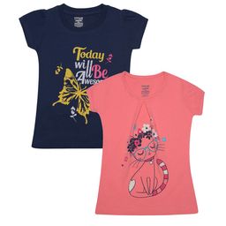 Dollar Champion Kidswear Girls Pack Of 2 Graphic Printed T-shirts-image-86
