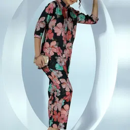 Libas Floral Printed Shirt With Trousers Co-Ords-picture-12