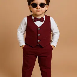 Ninas Boys Self Design 3-Piece Suit With Bow Tie-picture-25