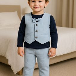 Ninas Boys Self Design 3-Piece Suit With Bow Tie-image-38