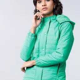 Tokyo Talkies Women Green Printed Padded Jacket-image-54